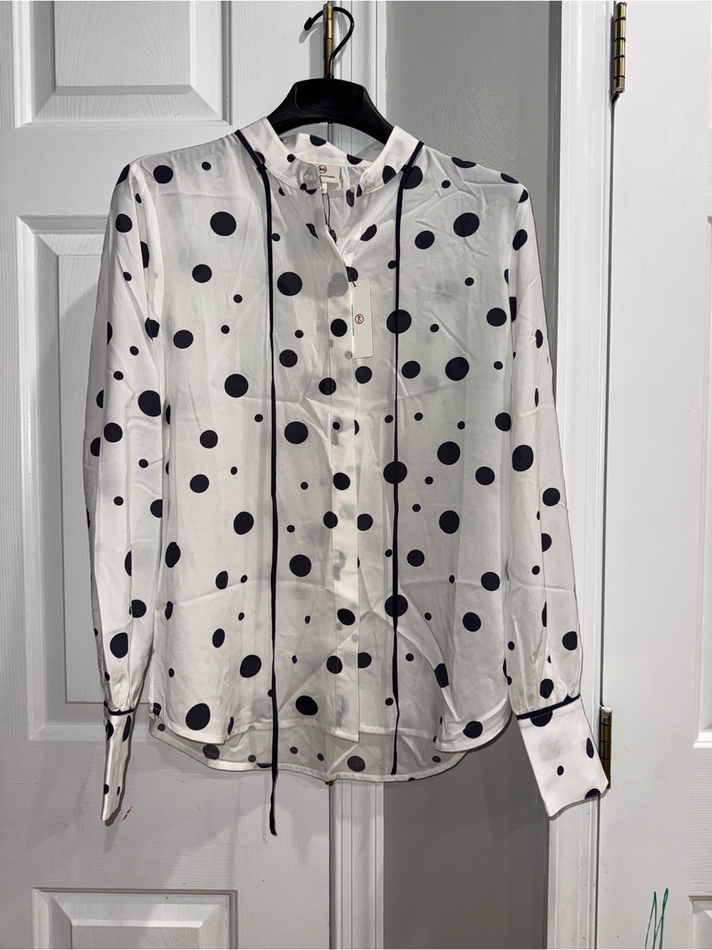 Ag Adriano Goldschmied White Shirt with Black Polka Dots